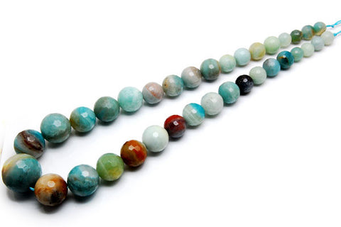 Amazonite (Zebra) Graduated Faceted Round Beads