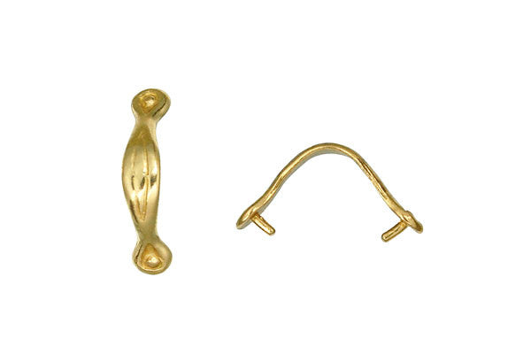 Brass Small Teardrop Engraved Pinch Bail, 10.5x4.0mm