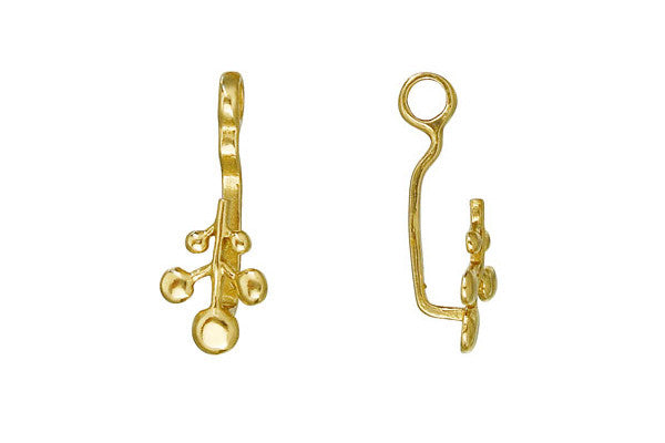 Brass Small Willow Branch Stone Hanger, 25.0x10.0mm