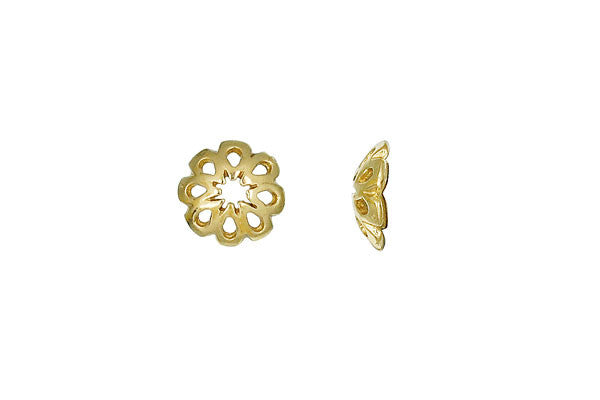 Brass Star Flower Bead Cap, 9.0mm