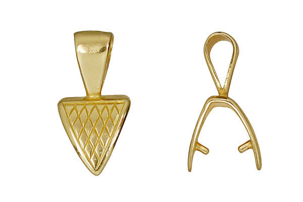 Brass Triangle Pinch Bail with Loop, 23.0x11.5mm