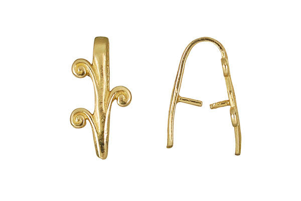 Brass Triple Swirl Pinch Bail, 18.0x9.0mm