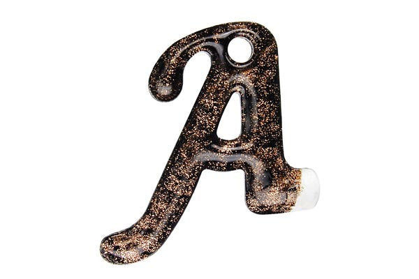 Pendant Murano Foil Glass Alphabet A (Black)