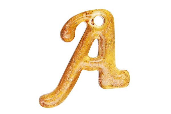 Pendant Murano Foil Glass Alphabet A (Champagne)