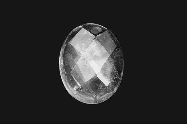 Pendant Rock Crystal (B) Faceted Flat Oval