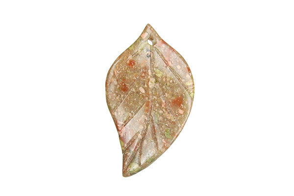 Pendant Unakite Twisted Leaf