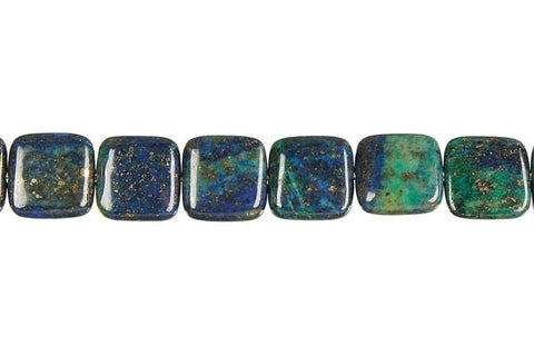 Azurite Flat Square Beads