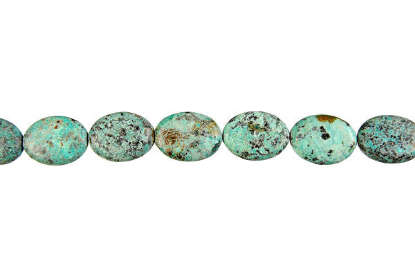 African Turquoise (Dark) Flat Oval Beads