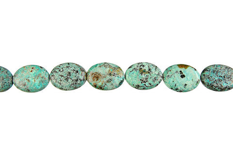 African Turquoise (Dark) Flat Oval Beads