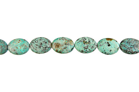 African Turquoise (Dark) Flat Oval Beads