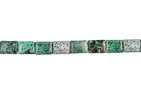 African Turquoise (Dark) Flat Rectangle Beads
