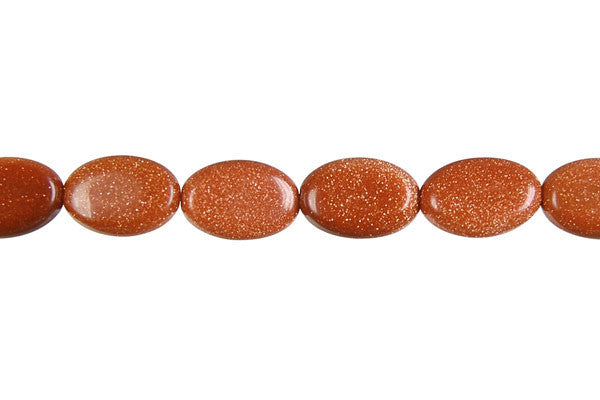 Gold Stone Flat Oval Beads
