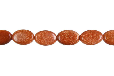 Gold Stone Flat Oval Beads