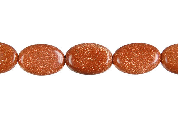 Gold Stone Flat Oval Beads