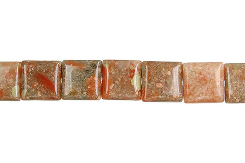 Unakite Flat Square Beads