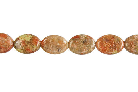 Unakite Flat Oval Beads