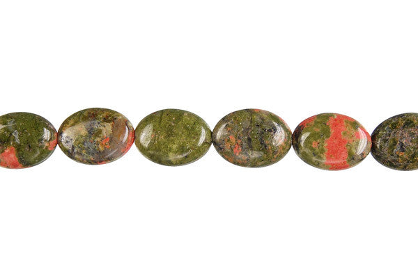 Unakite (Brazil) Flat Oval Beads