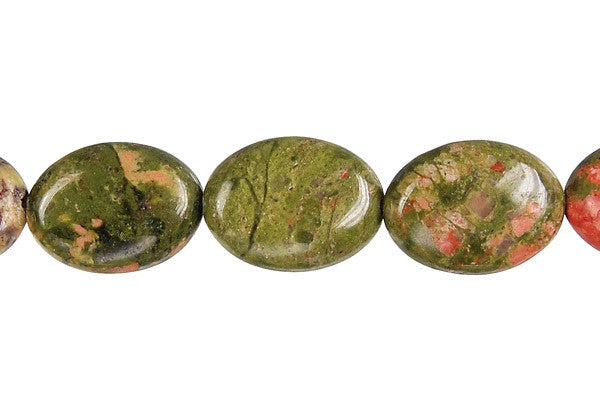 Unakite (Brazil) Flat Oval Beads