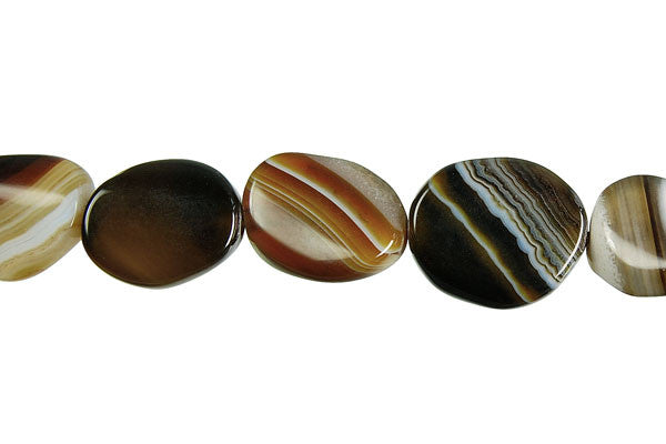 Sardonyx (Coffee) Twisted Flat Oval Beads