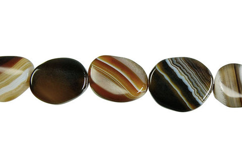 Sardonyx (Coffee) Twisted Flat Oval Beads