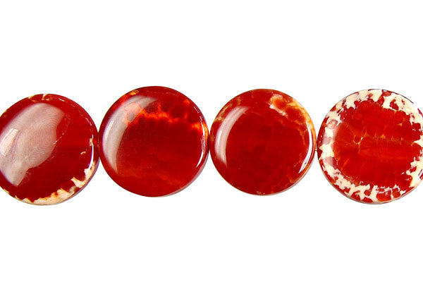 Fire Agate (Red) Coin Beads
