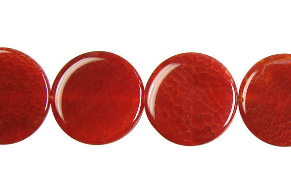 Fire Agate (Red) Coin Beads
