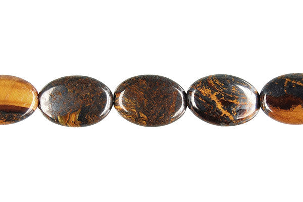 Tiger Iron (AAA) Flat Oval Beads