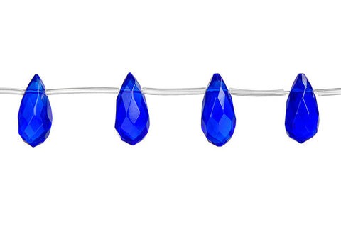 Royal Blue Quartz Faceted Thin Briolette