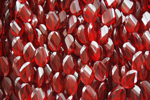 Ruby Quartz Twisted Faceted Flat Oval