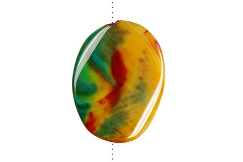 Pendant Agate (Rainbow) Twisted Flat Oval (Rainbow Vertical Drilled)