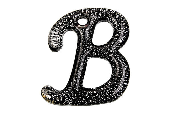Pendant Murano Foil Glass Alphabet B (Black)