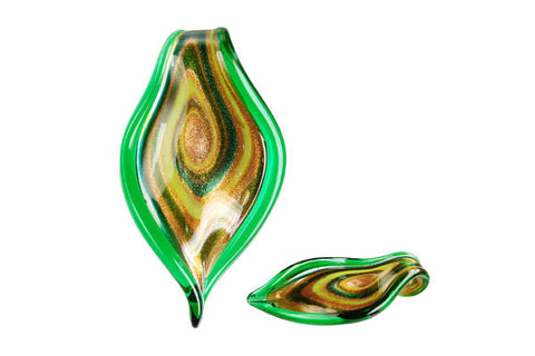 Pendant Murano Foil Glass Leaf (X45 Green)