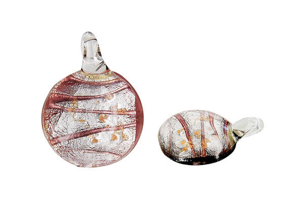 Murano Foil Glass Button Earrings (YHA01 Purple)