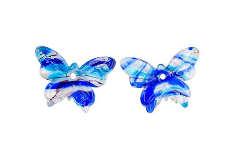 Murano Foil Glass Butterfly Earrings (YHA25 Blue and Aqua)