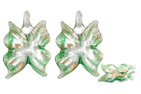 Murano Foil Glass Butterfly Earrings (YHA32 Green)