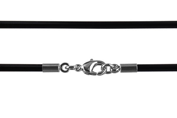 Leather Necklace, Black w/Silver-Plated Endcaps