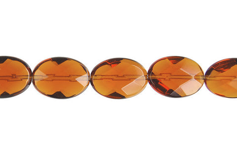 Amber Quartz Faceted Flat Oval