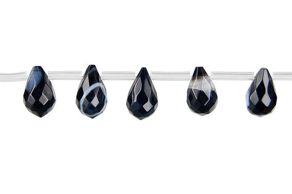 Sardonyx (Black) Faceted Briolette Beads