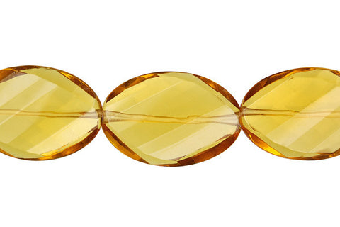 Champagne Quartz Twisted Faceted Flat Oval