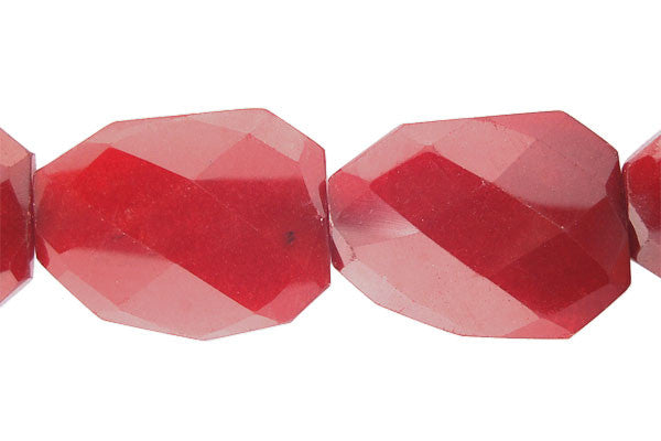 Colored Jade (Red) Twisted Faceted Flat Slab Beads