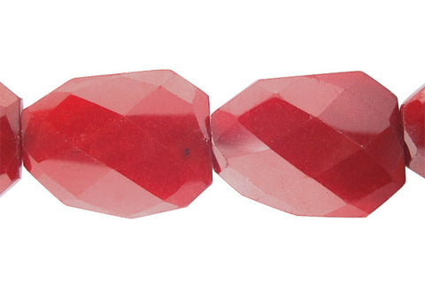 Colored Jade (Red) Twisted Faceted Flat Slab Beads