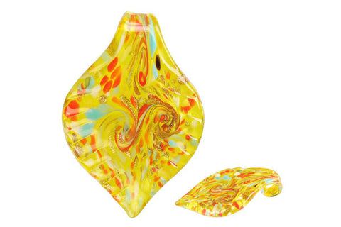 Pendant Murano Foil Glass Leaf (YH21 Yellow)