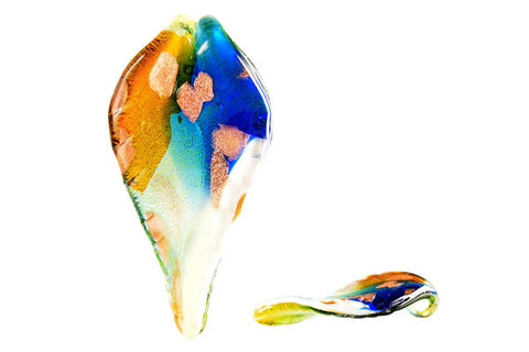 Pendant Murano Foil Glass Leaf (YH33 Green)
