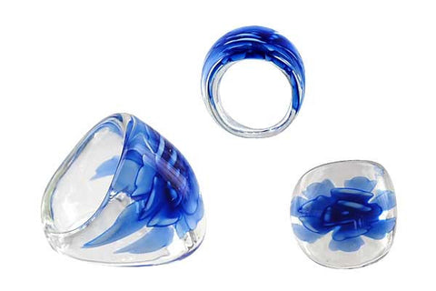Murano Foil Glass Ring (Flower05)