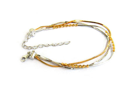 Gold-Filled 3-tone Box Bracelet, 8"