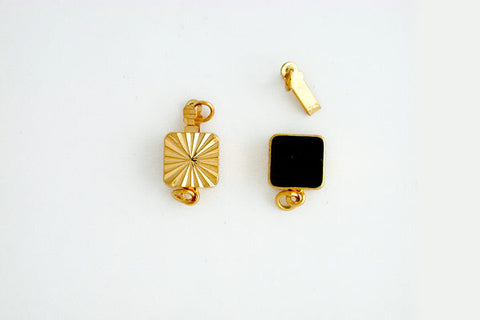 Gold-Plated Carved Square Clasp, 8.0x14.0mm