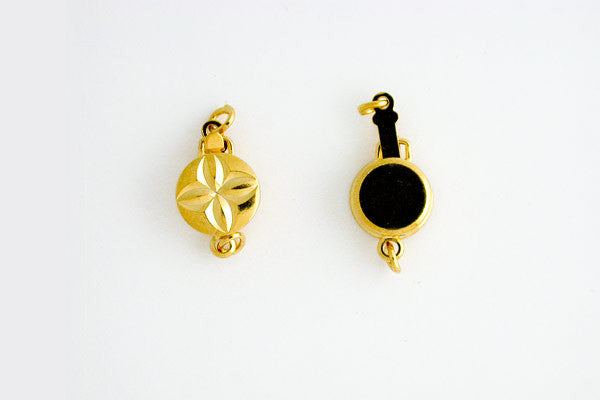 Gold-Plated Carved Button Flower Clasp, 8.0x14.0mm