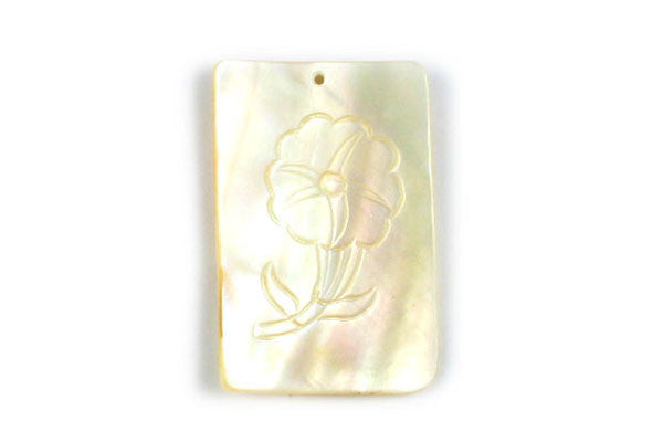 Pendant Shell (White MOP) Assorted Carvings (Rectangle)