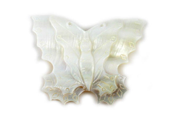 Pendant Shell (White MOP) Carved Butterfly