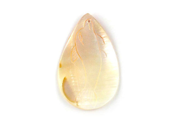 Pendant Shell (White MOP) Assorted Carved Fish (Flat Briolette)